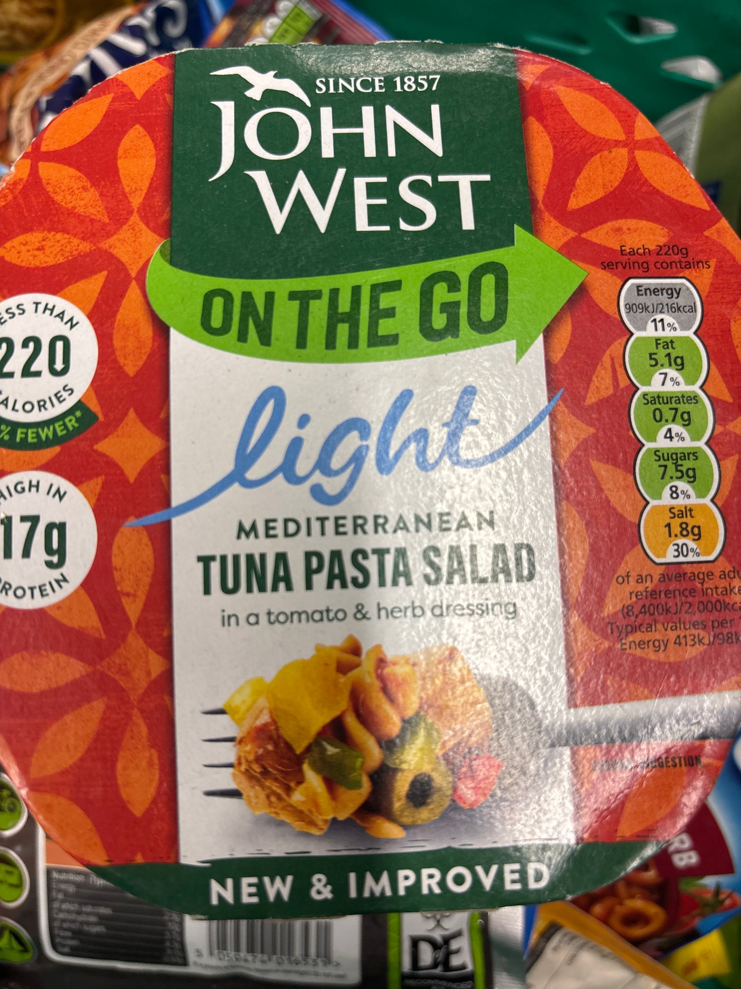 John West On The Go Mediterranean Tuna Pasta Salad FS