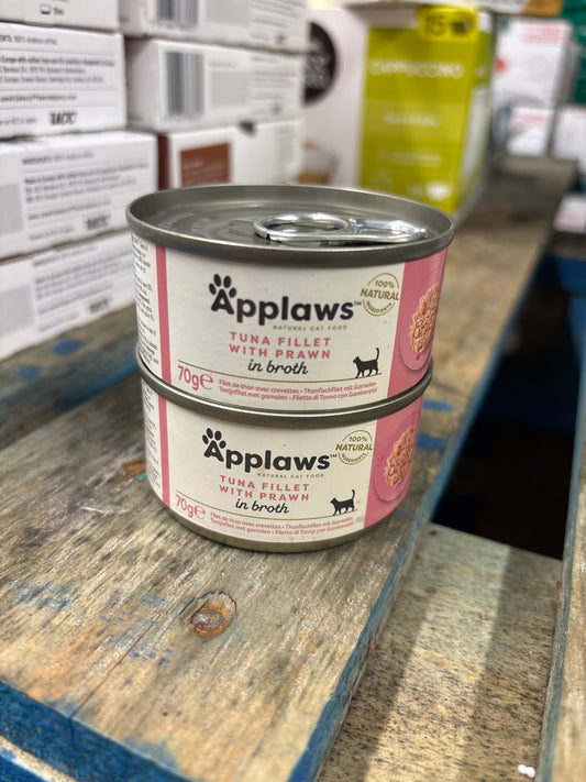 Applaws Adult Cat Cans Tina Fillet with Prawn in Broth 70g