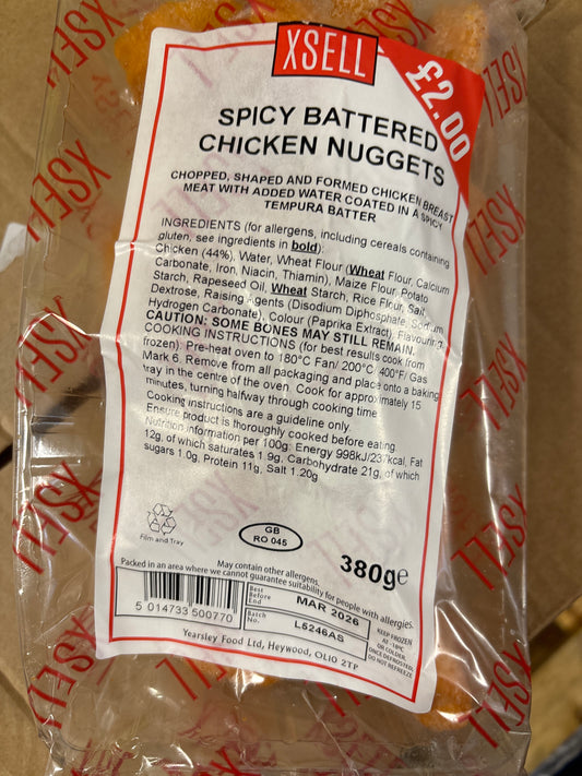 Spicy Battered Chicken Nuggets / 380g Pack