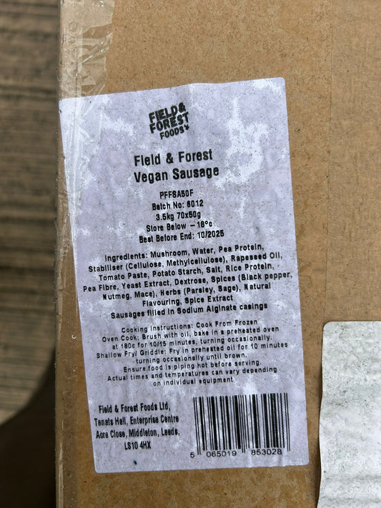 Field & Forest Vegan Sausages / 70 Per Box