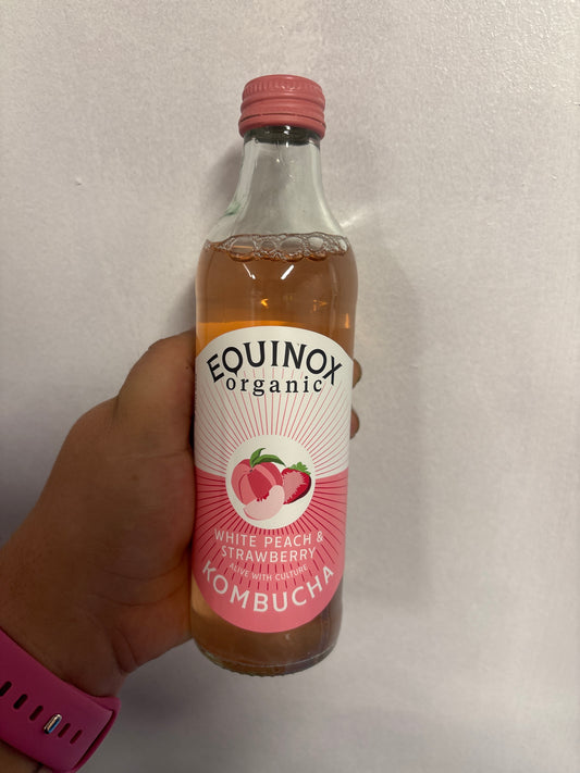 Equinox Organic White Peach & Strawberry Kombucha / 275ml Bottle