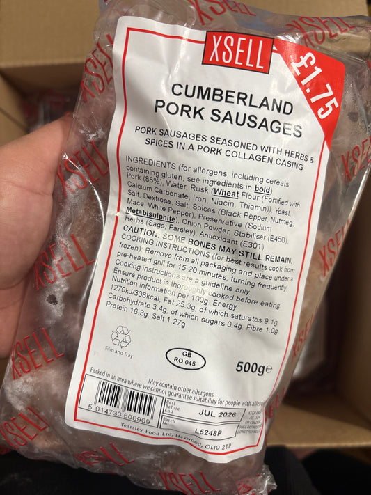 Cumberland Pork Sausages / 500g Pack