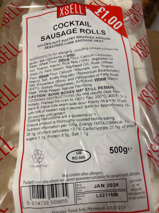 Cocktail Sausage Rolls / 500g Pack