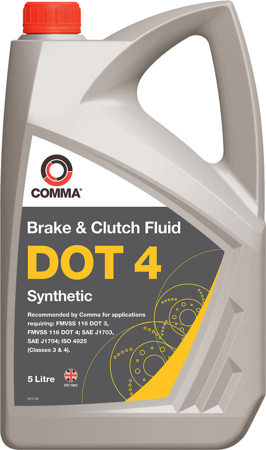 Comma DOT 4 Synthetic Brake & Clutch Fluid / 5 Litres / RRP £36.99