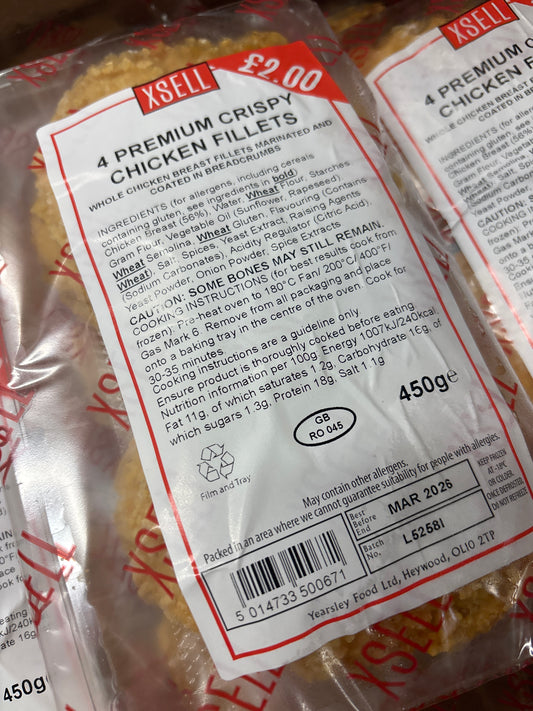 4x Premium Crispy Chicken Fillets / 450g Pack