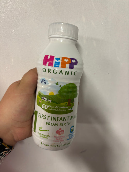 HiPP Organic 1 First Infant Baby Milk Ready to Feed Liquid Formula, From Birth, 470ml