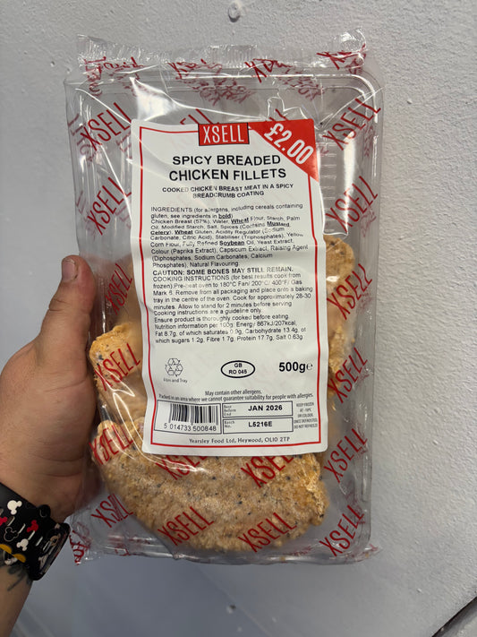 4x Spicy Breaded Chicken Fillets / 500g Pack