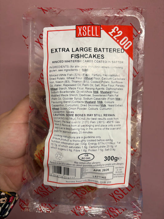 Extra Large Battered Fishcakes / 300g Pack
