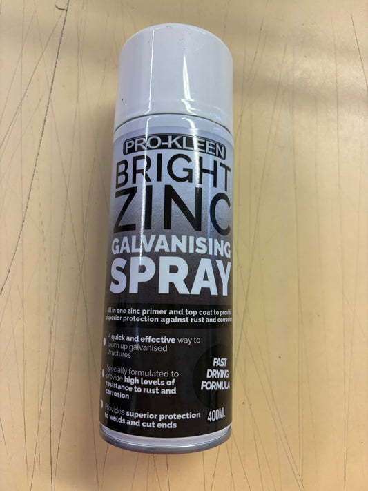 Pro-Kleen Bright Zinc Galvanising Spray / 400ml Can / RRP £12