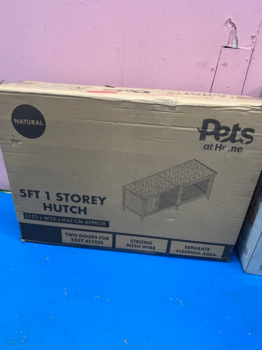 1 Storey Wooden Guinea Pig Hutch 5ft Natural